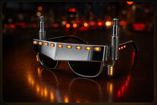 Long Hood style — polished chrome cab-roof bar with amber markers and tall vertical stacks