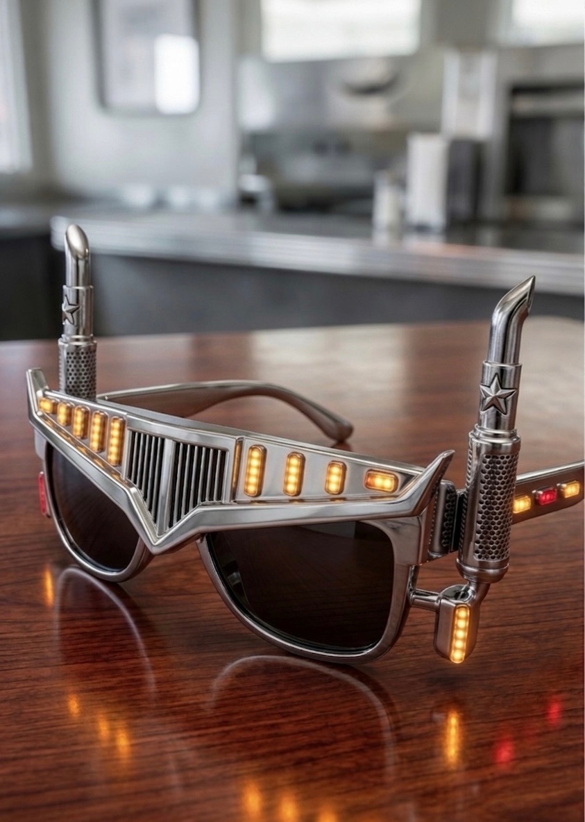 Star Hauler style — gunmetal frame with vertical grille and star-stamped stacks